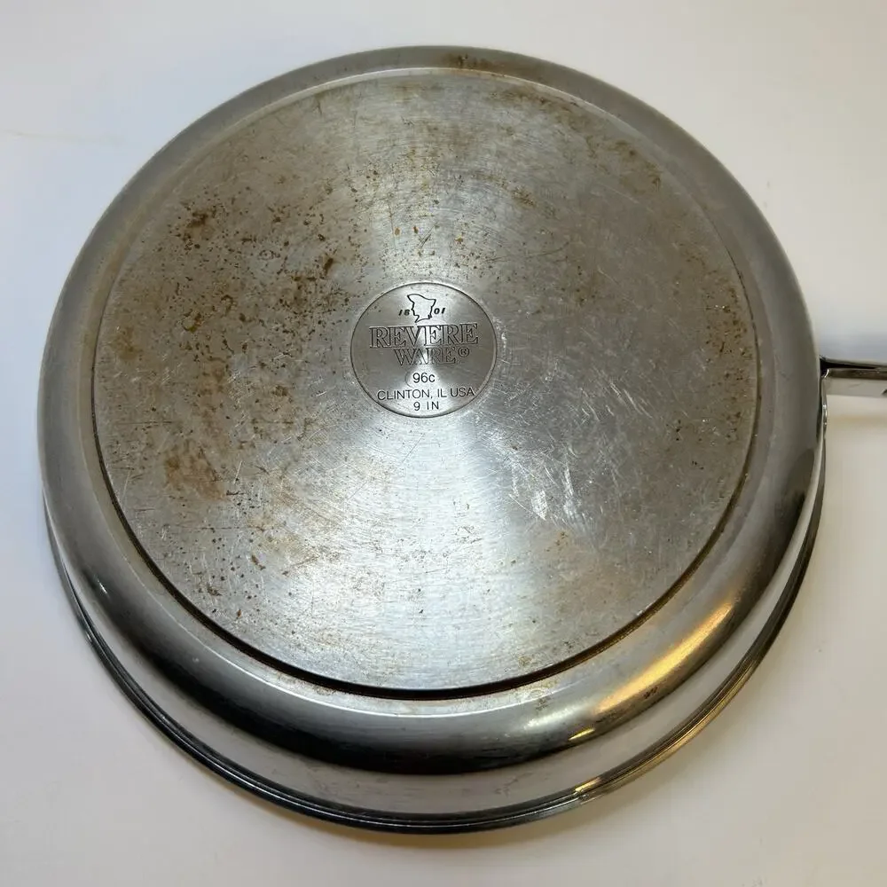 Revere Ware 1801 9” Skillet Stainless Steel Tri-Ply Disk Bottom Clinton,ILUSA96C
